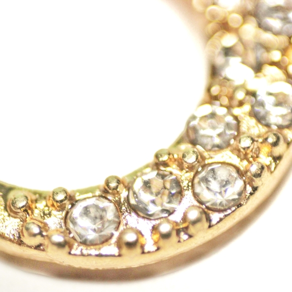 Golden crystal moon earrings - Picture 6 of 7